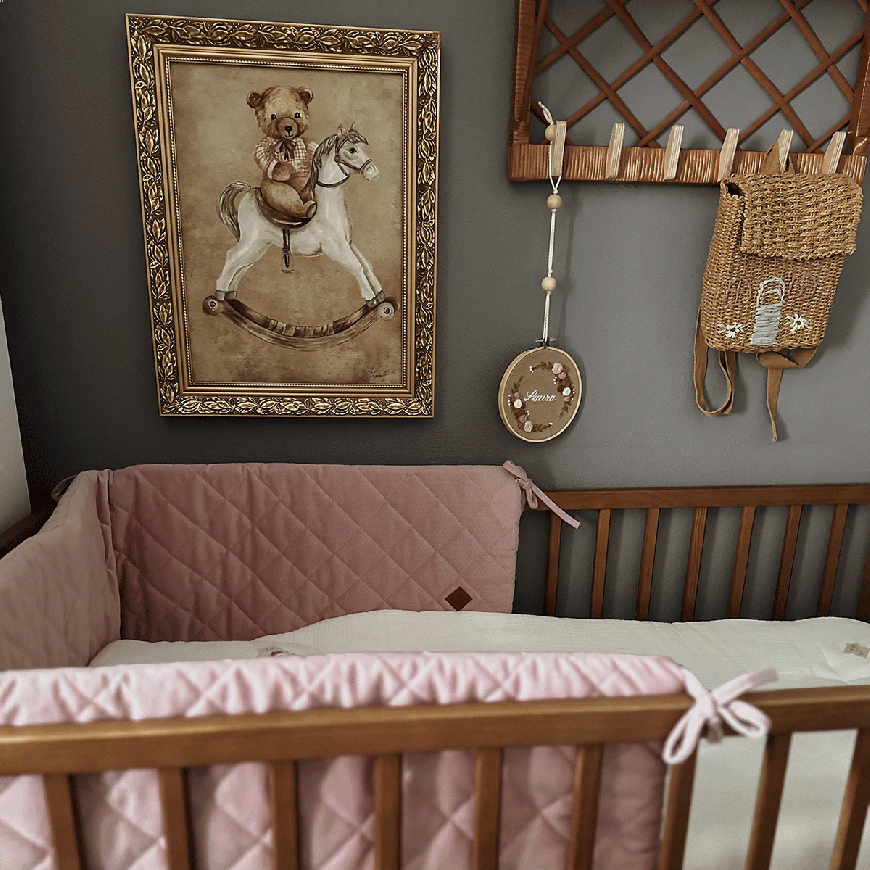 Pink cot bed bumper store