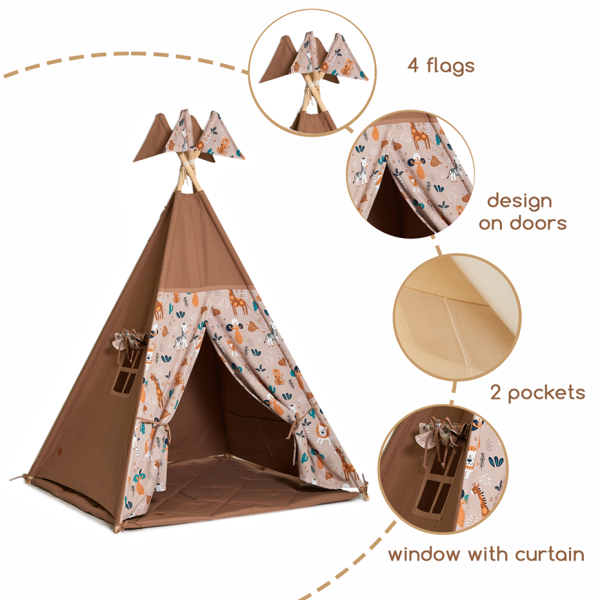 Children's teepee with mat top
