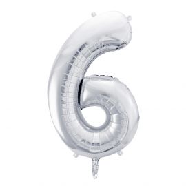 Foil balloon number 6 large silver