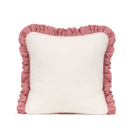 Muslin Ruffle Pillow - Raspberry