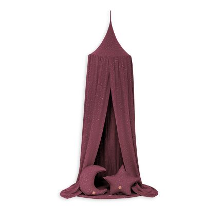 Bed Canopy + Floor Mat + Pillows - Burgundy