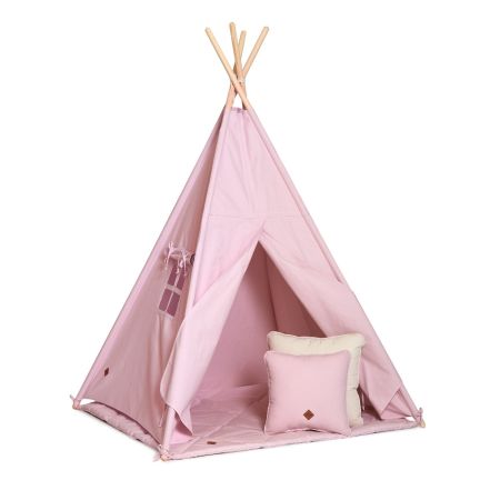 Tipi-Zelt + Bodenmatte + Kissen - Powder Pink