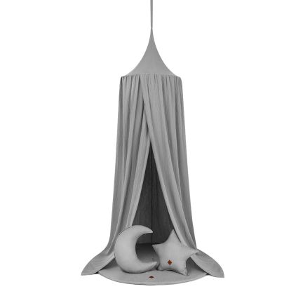 Smooth Bed Canopy + Floor Mat + Pillows - Grey
