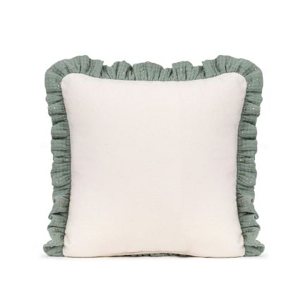 Muslin Ruffle Pillow - Sage