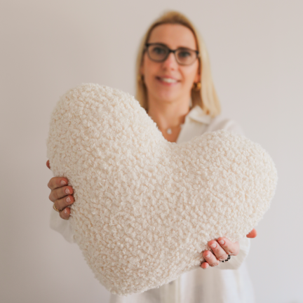 Almohada Corazón – Boucle Ecru