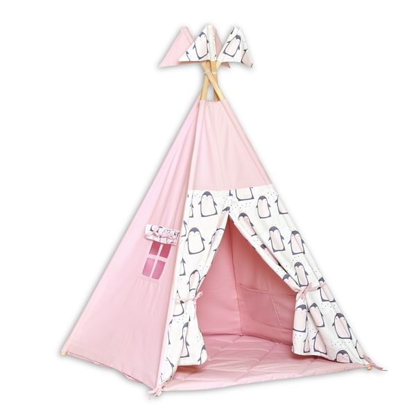 Teepee Tent + Floor Mat - Lovely Penguin