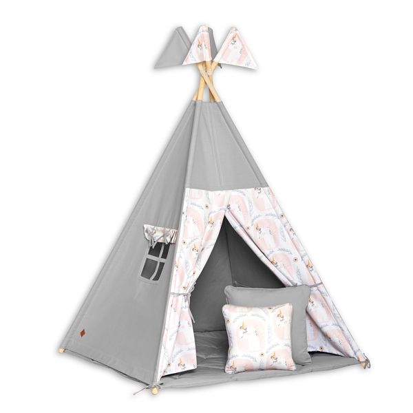 Teepee Tent + Floor Mat + Pillows - Unicorn