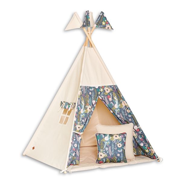 Teepee Tent + Floor Mat + Pillows - Floral Blooming