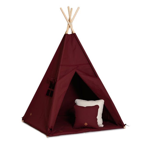 Teepee Tent + Floor Mat + Pillows - Maroon