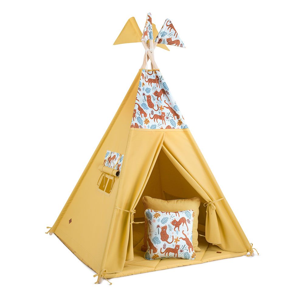 Teepee Tent + Floor Mat + Pillows - Leopard